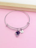 Silver Grand Piano Charm Bracelet, Personalized Initial