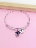 Silver Grand Piano Charm Bracelet, Personalized Initial