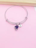 Silver Grand Piano Charm Bracelet, Personalized Initial