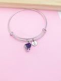 Silver Grand Piano Charm Bracelet, Personalized Initial