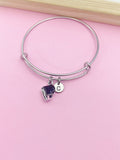 Silver Grand Piano Charm Bracelet, Personalized Initial