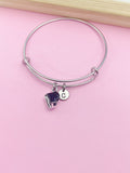 Silver Grand Piano Charm Bracelet, Personalized Initial
