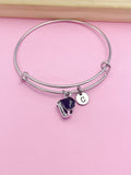 Silver Grand Piano Charm Bracelet, Personalized Initial