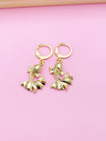 Gold Goldfish Charm Earrings, Goldfish Fish Charm Earrings, N2200
