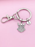 Guardian Angel Keychain, Personalized Initial Charm, Silver Jewelry
