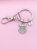 Guardian Angel Keychain, Personalized Initial Charm, Silver Jewelry