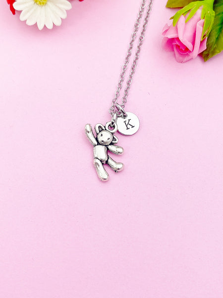 Silver Cute Bear Charm Necklace Spring Girl Birthday Mother's Day Gifts Ideas Personalized Customized Made to Order, AN4786