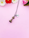Bronze Rook Chess Piece Necklace, Personalized Initial Charm, N1748
