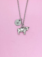 Cow Necklace, Silver Cow Charm Necklace, Farmer Necklace, Calf Charm, Baby Cow Charm, Animal Charm, Farmers Gift, Mother's Day Gift, N1489