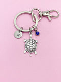 Silver Turtle Charm Keychain Biologist Zoologist Zoology Gifts Ideas Personalized Customized Made to Order, N5554