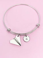 Silver Paper Airplane Charm Bracelet Adventure Outdoors Sister Teens Gifts Ideas Personalized Customized Made to Order, AN297