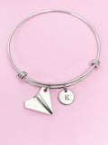 Silver Paper Airplane Charm Bracelet Adventure Outdoors Sister Teens Gifts Ideas Personalized Customized Made to Order, AN297