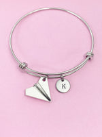 Silver Paper Airplane Charm Bracelet Adventure Outdoors Sister Teens Gifts Ideas Personalized Customized Made to Order, AN297