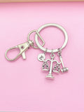 Silver Lawyer Keychain, Justice Scale Gavel Charm, Libra, Lawyer Gift, Attorney Gift, Law School Graduate Gift, Graduation Gift, AN1387