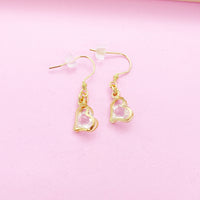 Gold Heart Zirconia Charm Earrings, Heart Cubic Zirconia Charm, Mother's Day Gifts Ideas, N2789