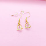 Gold Heart Zirconia Charm Earrings, Heart Cubic Zirconia Charm, Mother's Day Gifts Ideas, N2789