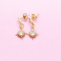 Gold Sun Sunrays Charm Stud Earrings, N4150