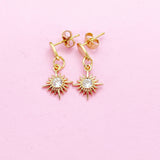 Gold Sun Sunrays Charm Stud Earrings, N4150