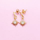 Gold Sun Sunrays Charm Stud Earrings, N4150