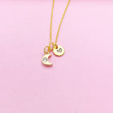 Gold TINY Crescent Moon Charm Necklace, Personalize Customize Jewelry, N4089