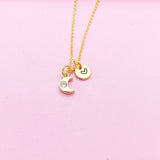 Gold TINY Crescent Moon Charm Necklace, Personalize Customize Jewelry, N4089