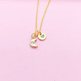 Gold TINY Crescent Moon Charm Necklace, Personalize Customize Jewelry, N4089