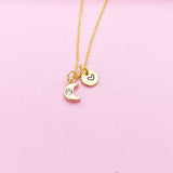 Gold TINY Crescent Moon Charm Necklace, Personalize Customize Jewelry, N4089