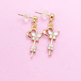 Gold Key Flower Butterfly Earrings Personalize Customize Bridesmaid Wedding Gifts Ideas, N4156