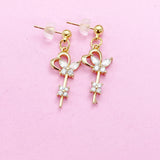 Gold Key Flower Butterfly Earrings Personalize Customize Bridesmaid Wedding Gifts Ideas, N4156