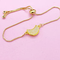 Gold Crescent Moon Bracelet Crescent Bridesmaid Gift Personalize Customize Jewelry, N5564