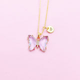 Gold Butterfly Charm Necklace Personalize Customize Jewelry, N4855