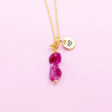 Gold Natural Tourmaline Necklace Gemstone Personalize Customize Jewelry, N3787