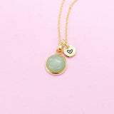 Gold Green Aventurine Pendants Necklace Personalize Customize Gifts, N3385A