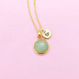 Gold Green Aventurine Pendants Necklace Personalize Customize Gifts, N3385A