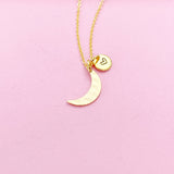 Gold Crescent Moon Necklace Personalize Customize Jewelry, N3037