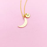 Gold Crescent Moon Necklace Personalize Customize Jewelry, N3037