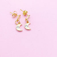 Gold Moon Stud Earrings, N4149