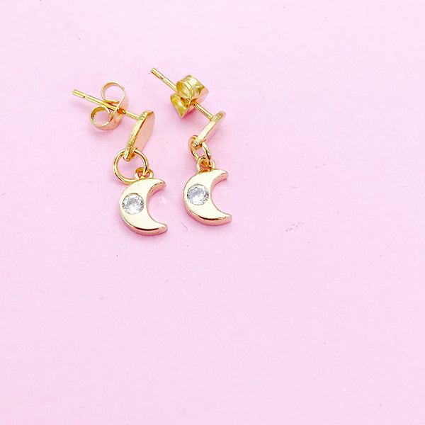 Gold Moon Stud Earrings, N4149