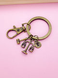 Bronze Lawyer Keychain Justice Scale Gavel Attorney Law School Graduation Gifts Ideas Personalized Made to Order, BN1387