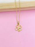 Gold Clover Charm Necklace, St Patricks Day Gift, N2589