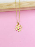 Gold Clover Charm Necklace, Shamrock St Patrick's Day Gifts Idea Personalized Customized Made to Order N2589