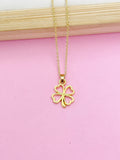 Gold Clover Charm Necklace, St Patricks Day Gift, N2589