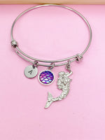 Silver Mermaid Scale Charm Bracelet Girl Daughter Birthday Mother's Day Gift Idea Personalized Customized Made to Order, AN357