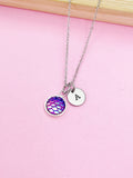 Silver Mermaid Scale Necklace, Initial Charm, Personalized Gift