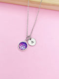 Silver Mermaid Scale Necklace, Initial Charm, Personalized Gift