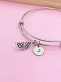 Lemon Charm Bangle Bracelet, Initial Charm, Personalized Stainless Steel