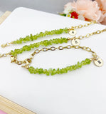 Gold Peridot Bracelet Natural Gemstone Wedding Bridesmaid August Birthday Gifts Ideas Personalized Customized, N3980