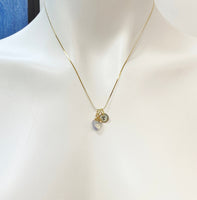 Gold Opal Charm Necklace Gemstone October Birthday Gifts Ideas Personalized Customized Monogram Made to Order, N2759