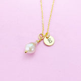 Gold Natural Baroque Pearl Keshi Pearl Charm Necklace Cultured Freshwater Pearl, Personalize Customize Jewelry, N4628