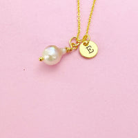 Gold Natural Baroque Pearl Keshi Pearl Charm Necklace Cultured Freshwater Pearl, Personalize Customize Jewelry, N4628
